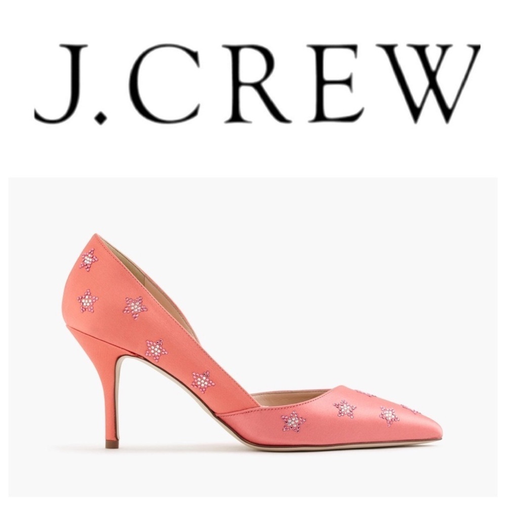 J. Crew Colette d'Orsay Star Pumps - Pink Satin Size 7